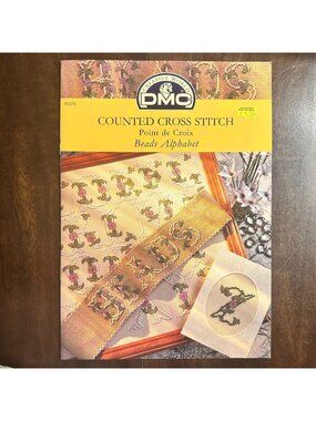DMC Counted Cross Stitch Pattern Book "Beads/Alphabet" By Karen Britton